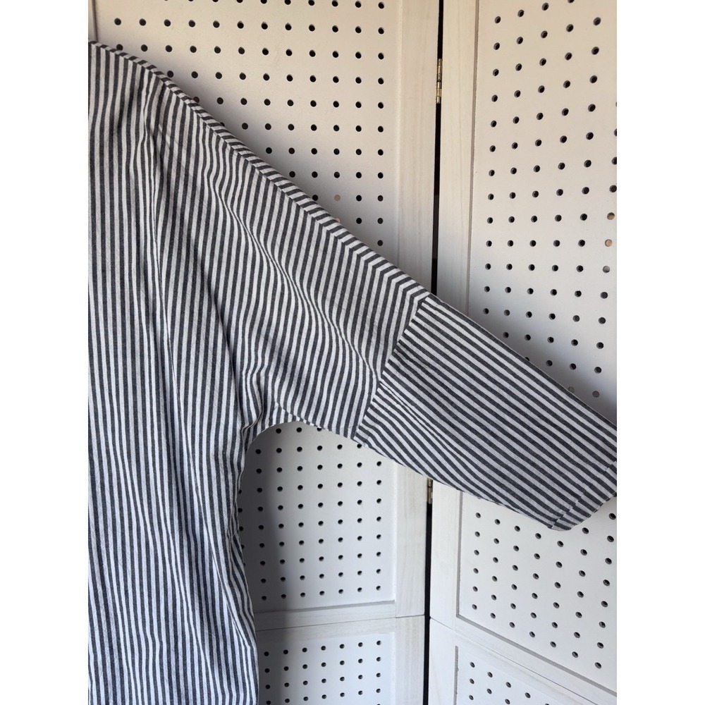 Chouyatou Dress Womens M Oversized Long SLV Cotton Striped Button Up Minimalist - Picture 4 of 7